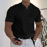 Mens Summer Casual Short Sleeve V-Neck Shirt