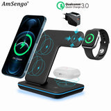 3-In-1 Qi 15W Fast Charging Dock Station Select Iphones, Watches, & Airpods