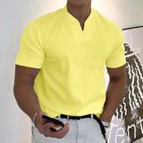 Mens Summer Casual Short Sleeve V-Neck Shirt